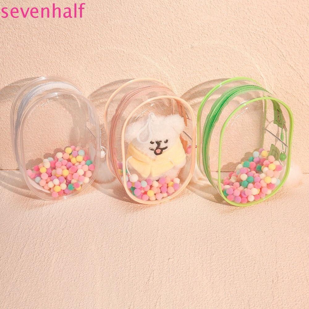 Sevenhalf Labubu ตุ๊กตากล่องแสดง, Glitter พร้อมพวงกุญแจ Wendy ตุ๊กตา Takeaway กระเป๋า,กันฝุ่นโปร่งใสมัลติฟังก์ชั่ Labubu โปร่งใสกระเป๋าเครื่องประดับ Organizer