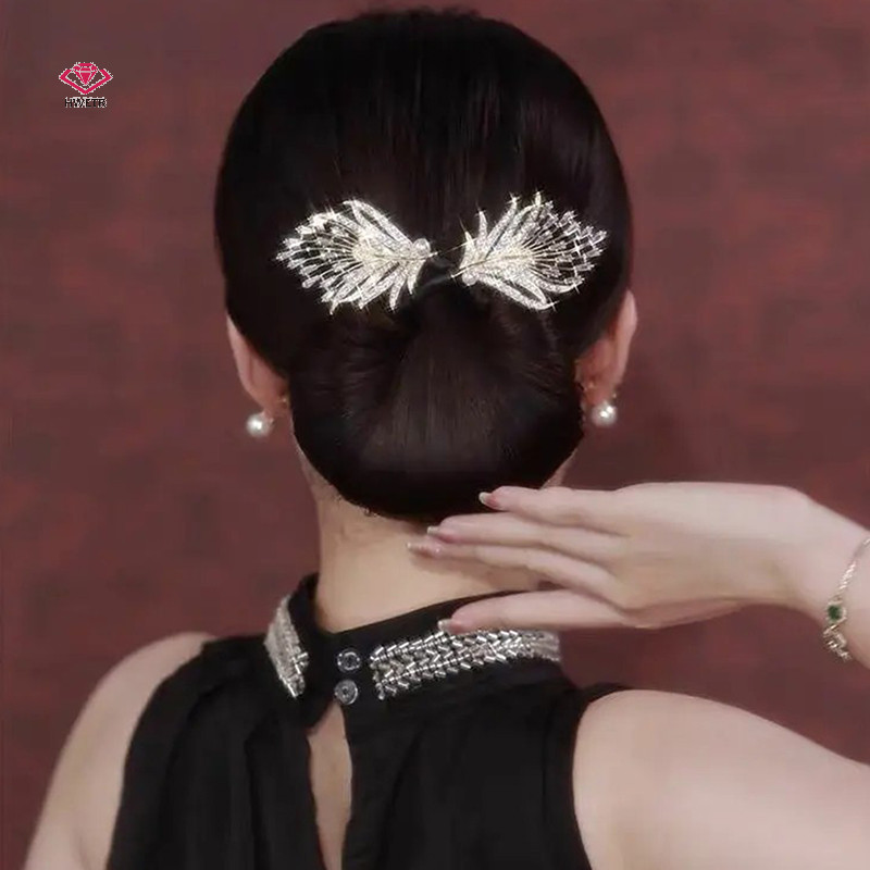 Hwetr Whale Tail Rhinestone ดอกไม้คลิปผม Bun Maker Bundle ผม Tie Lazy Hair Curler อุปกรณ์เสริมผมเครื่องมือจัดแต่งทรงผมใหม่