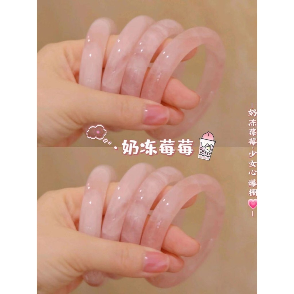 สร้อยข้อมือหยก คริสตัลสีชมพู ขนาดเล็ก สดใส ลายเชอร์รี่บลอสซั่ม