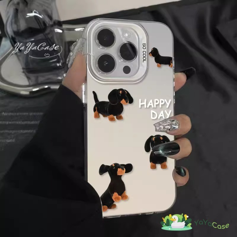 สำหรับ iPhone11 13 CASE FOR เคสไอโฟน15 14 12 Pro Max 15 14 7 8 Plus X XR XS MAX Happy Dog รุ่น สไตล์ ขั้นสูง สี เงิน เคส