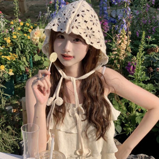 ในไทย-พร้อมส่ง✨หมวกสานแฟชั่น ดอกไม้ฉลุลาย สไตล์โมเดิร์นโบฮีเ…