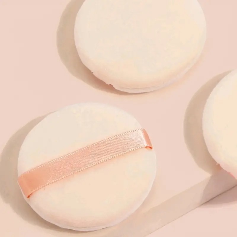 พัฟแต่งหน้าทรงกลมพร้อมริบบิ้นแป้งฝุ่น Applicators รูปที่ 7