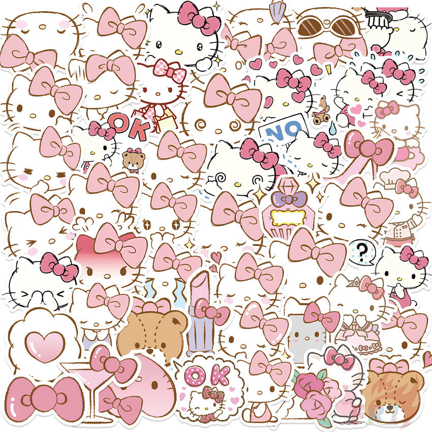 Baby Pink Hello Kitty Series 01 Stickers 50Pcs/Set DIY Fashion Waterproof Doodle Decals Stickers