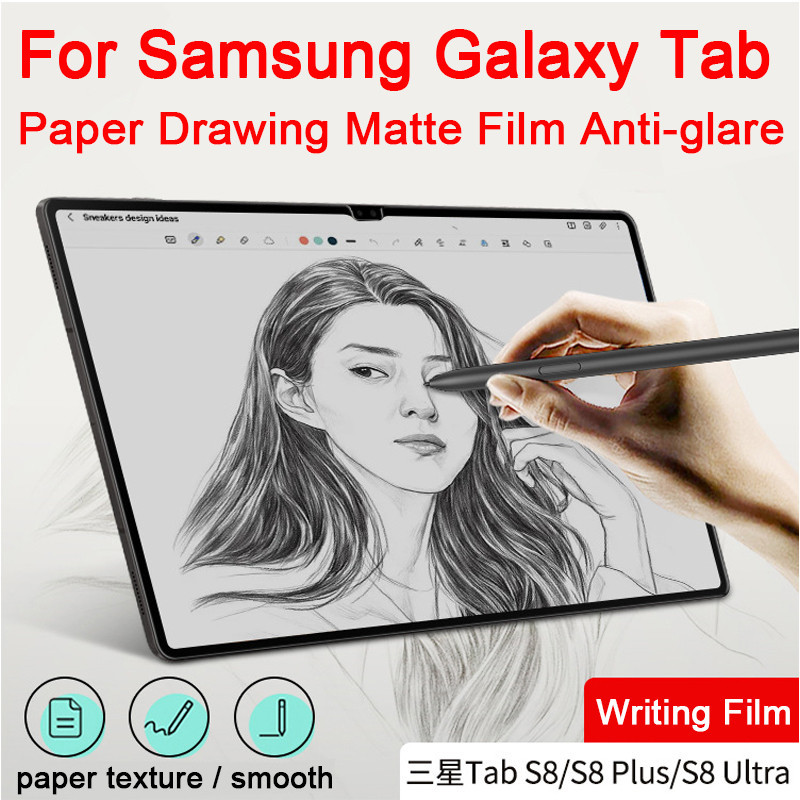 กระดาษวาดฟิล์มสําหรับ Samsung Galaxy Tab S6 Lite 10.4/A7/A8/S7 11 Plus/FE 12.4 S8 Ultra S5E Matte Screen Protector Anti-Glare