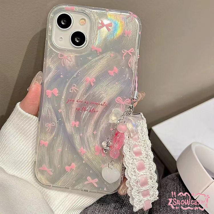 สวยโรแมนติกโบว์ผีเสื้อความรักหัวใจกราฟฟิตีหรูหราเส้นด้าย เคสไอโฟน 13 15 12 11 14 Pro Max XR 14 7 8 Plus X XS Max SE 2022