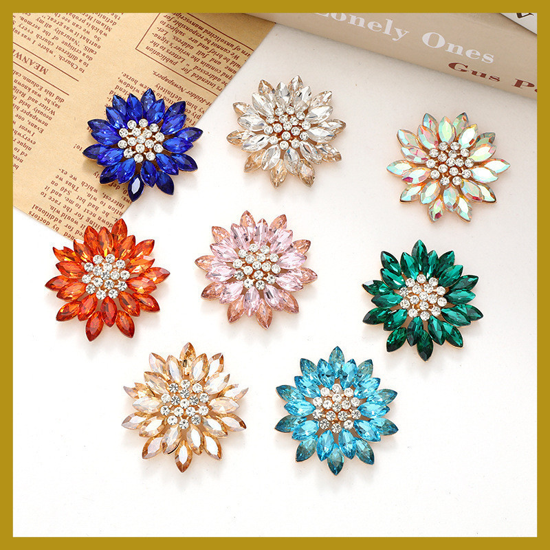 อุปกรณ์ทำเครื่องประดับ DIY ดอกทานตะวัน ม้าตากlองคริสตัล โลหะผสมสังกะสี สำหรับงานฝีมือ
