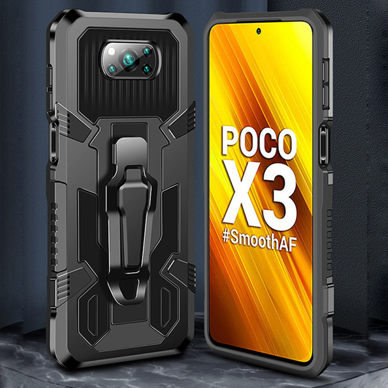 สําหรับ Xiaomi Poco X3 Pro / X3 NFC กรณี Hybrid Armor กันกระแทกพร้อมคลิปเข็มขัด