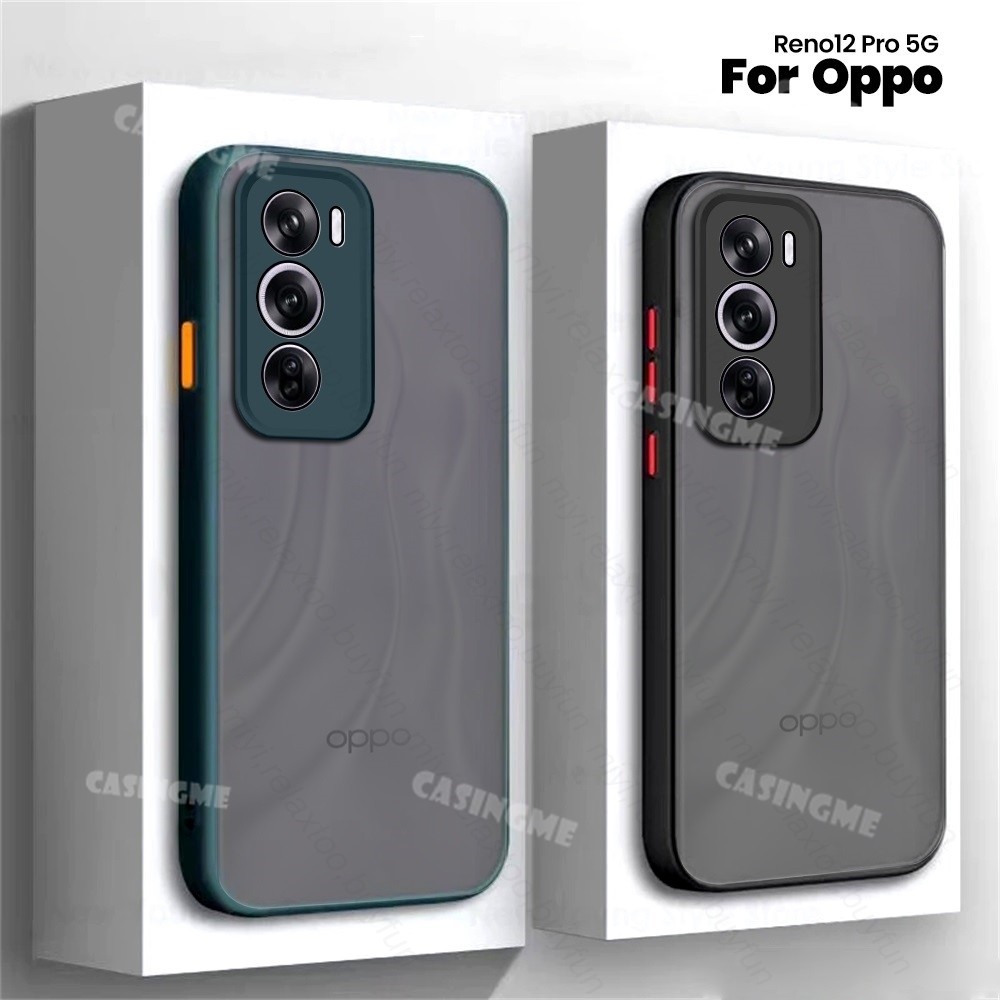 Oppo Reno12 12Pro 5G 2024 กันกระแทกโปร่งใส Matte เคสโทรศัพท์ปกป้องกล้องสําหรับ Oppo Reno 12 Reno12 OppoReno12 Pro 12Pro 5G 4G Soft TPU กันชน Clear Hard PC ฝาหลัง