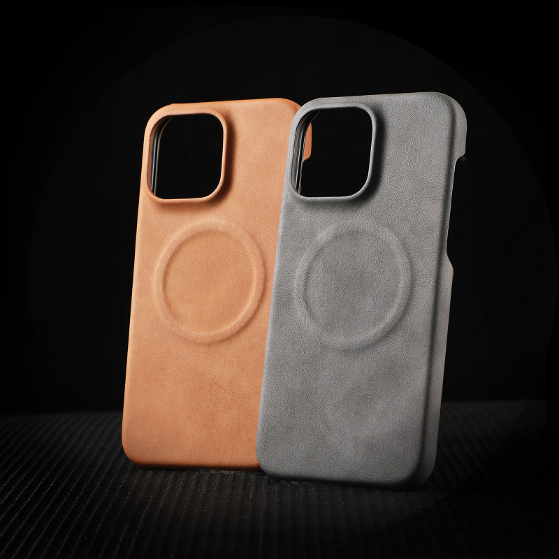 หรูหราแม่เหล็กกรณีหนังแกะหนังเคสโทรศัพท์สําหรับiphone 15 14 Plus 13 12 Pro MaxธุรกิจMatteไร้สายปลอกPUกันกระแทก