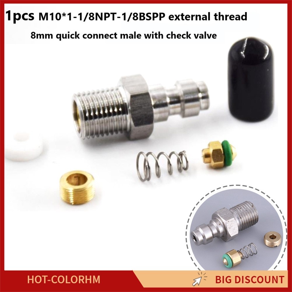 [colorfulhome]วาล์วเชื่อมต่อชาย 8 มม. ไส้ PCP พร้อมวาล์ว M10*1 1/8NPT 1/8BSPP