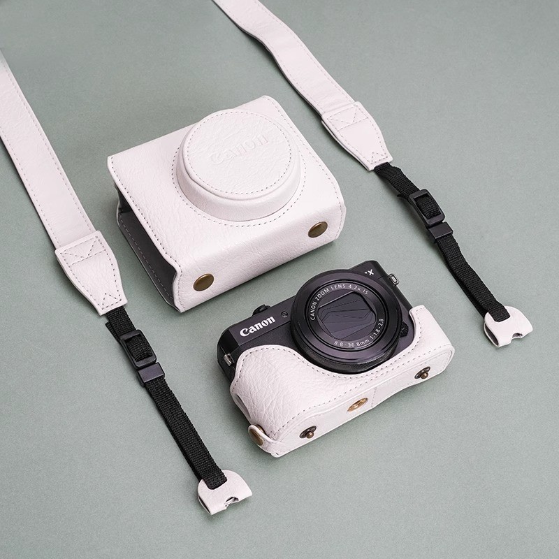 เหมาะสําหรับ Canon g7x2/g7x3 กระเป๋ากล้อง Crossbody g7x2/g7x3 Retro ลิ้นจี่รูปแบบป้องกันกรณีอุปกรณ์เ