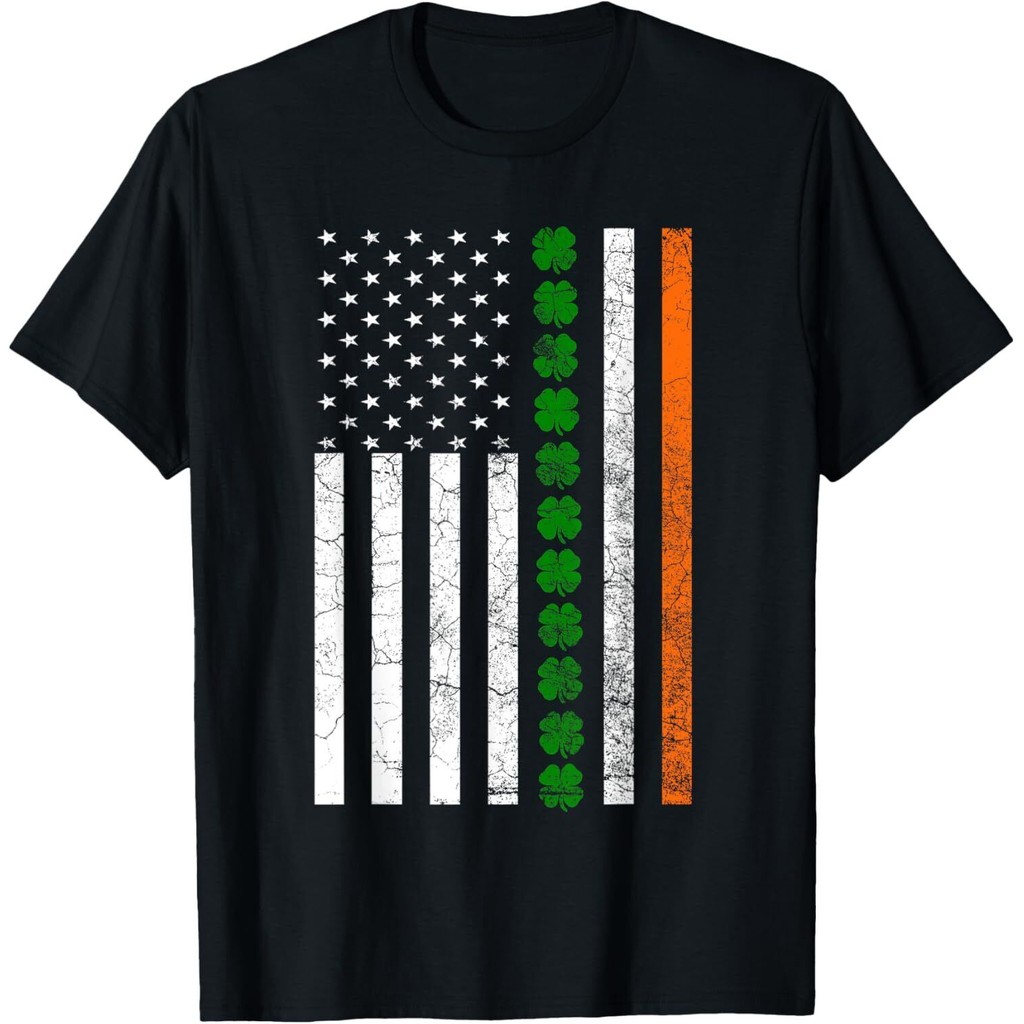 เซนต์. เสื้อยืด Patricks Day Irish American Flag Ireland Shamrock Clover