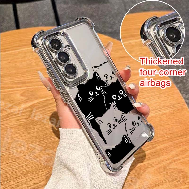เคสSamsung A56 A05s A55 A36 A26 A35 A25 A54 A34 A33 A16 A53 A73 A52 A06 A05 A32 5Gเคส พร้อมกล้อง Protector Clear Luxury Aesthetic กันกระแทกหนา Air Cushion Anti-Fall สําหรับผู้หญิง