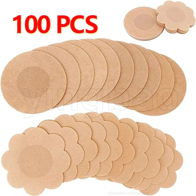 100 ชิ้นหัวนมฝาครอบ Teat ซ่อนผู้หญิงหัวนม Pasties ชิ้นเต้านมกลีบที่มองไม่เห็น Bra Padding หน้าอกสติกเกอร์ Patch ครอบคลุมแผ่น
