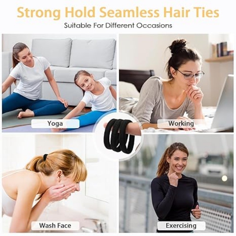 10/30/50ชิ้นสีดํายางรัดผมยืดหยุ่นสูง/เชือกผมอเนกประสงค์เกาหลีที่เรียบง่าย/ผ้าฝ้ายไม่มีรอยต่อผู้ถือผมหางม้า - รูปที่ 6