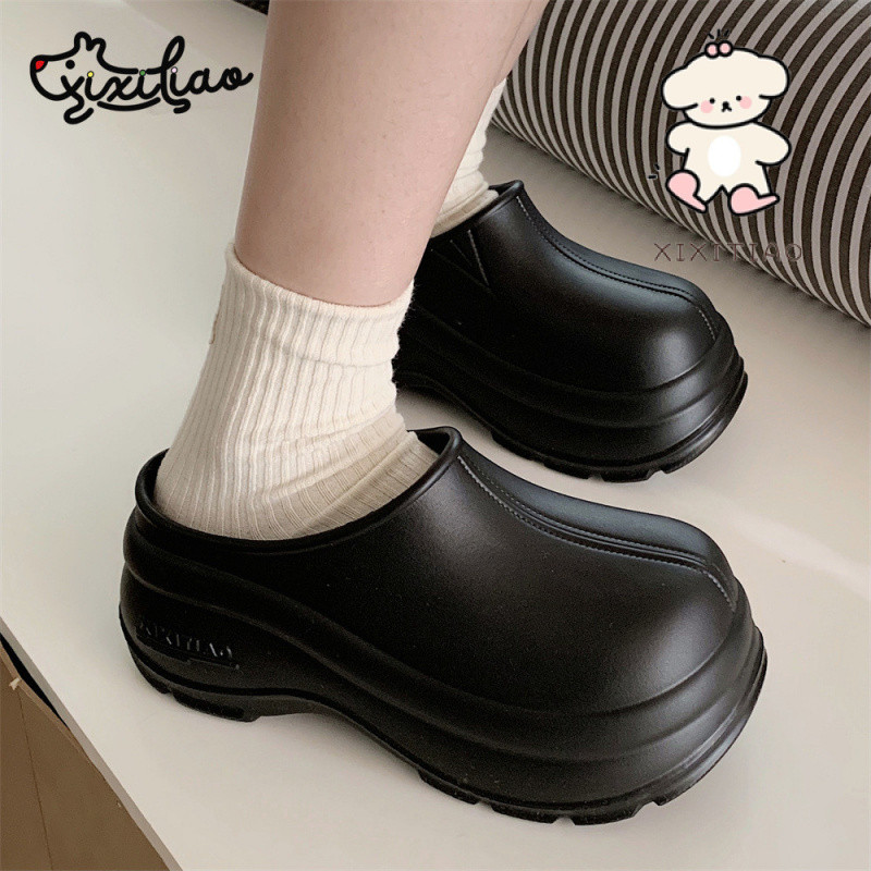 Xixitiao สีบริสุทธิ์แฟชั่นฤดูร้อนสาว eva กลางแจ้งหนา Soled รองเท้าแตะสบายสบายๆ