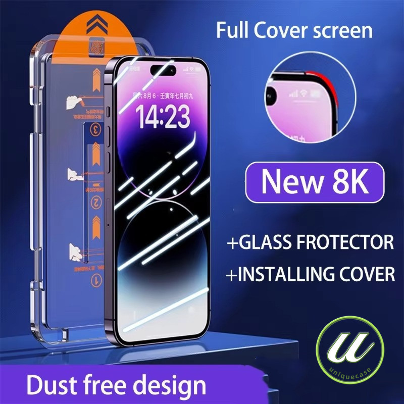 ล้อง ที่มีความคมชัดสูงนะกระจกป้องกันเต็มหน้าจอป้องกัน IPhone 16 17 AIR 15 14 11 12 13 Pro Max X XS Max XR 7 15 8 16 Plus