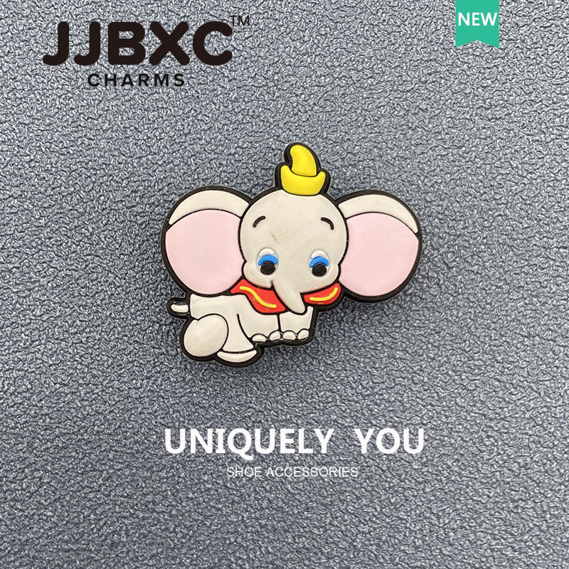 JJBXC ตัวติดรองเท้า charm หัวเข็มขัดลายการ์ตูนช้าง ดีไซน์น่ารักสำหรับตกแต่งรองเท้าแฟชั่น อุปกรณ์ตกแต่งรองเท้า