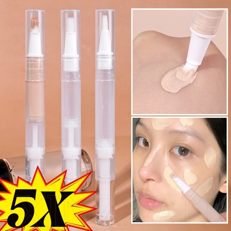 ขวดจ่ายรองพื้นชนิดน้ําสําหรับเดินทาง 5 ชิ้น - ปิดผนึก, นํากลับมาใช้ใหม่, ใส, แบบพกพา - ภาชนะเครื่องสําอางใส - หลอดเปล่าโรตารี 3 มล. - ปากกาน้ํามันเล็บเปล่าพร้อมแปรง