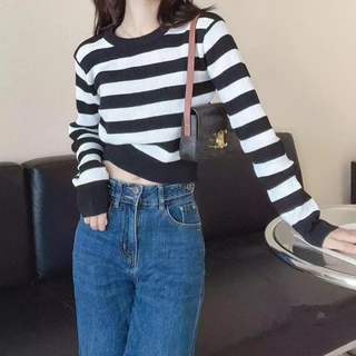 เสื้อครอป เสื้อครอปไหมพรม เสื้อแขนยาว แฟชั่นผู้หญิง สินค้าส่งจากไทย ส่งไว Clothing#70127