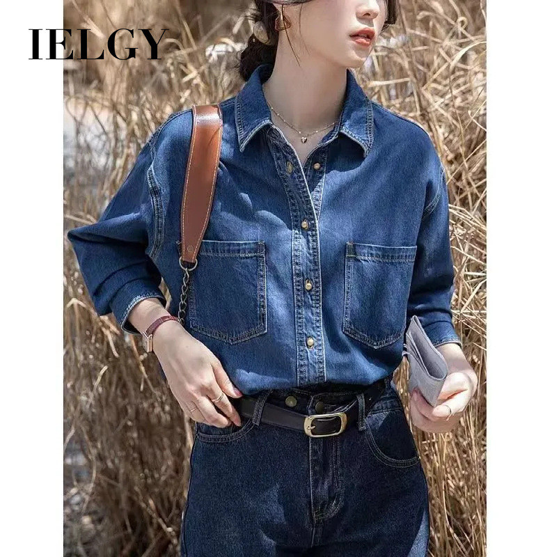 IELGY เสื้อยีนส์ผู้หญิงฤดูใบไม้ผลิใหม่หลวมบางท็อปส์ ราคา ถูกที่สุด ดีลบีเคเค