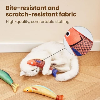 3D จําลอง Catnip ปลาของเล่น Interactive Sounding Plush Goldfish หมอนสําหรับลูกแมว Chew Bite Cat Supplies