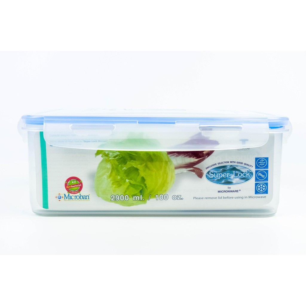 กล่องถนอมอาหาร6116เกรดพรีเมี่ยม ป้องกันเชื้อราและแบคทีเรีย เข้าไมโครเวฟได้ ความจุ 2900 ml.Super Lock