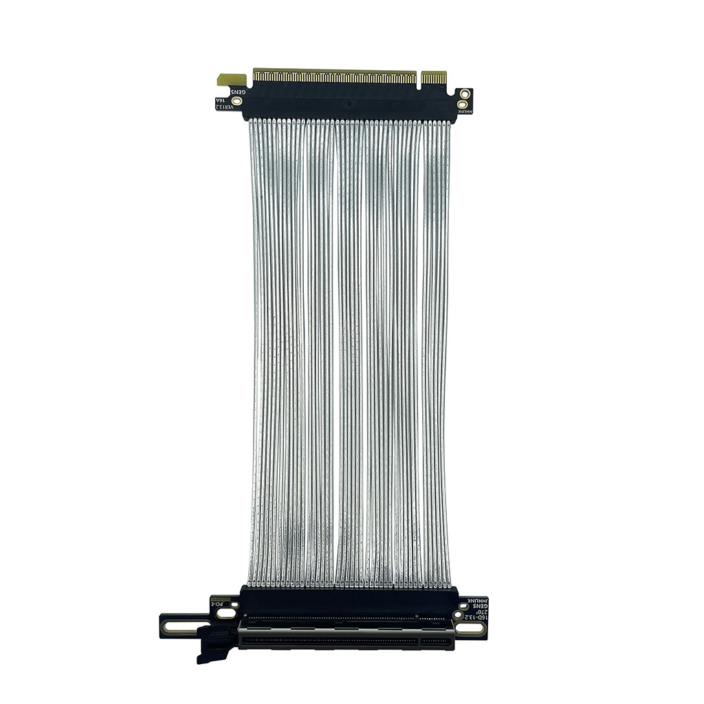 Jmt 270 องศา PCI-E 5.0 X16 Gen5 กราฟิกการ์ดสายต่อ 64G/bps สายชุบเงินสําหรับ 217e / NZXT H1 แชสซี