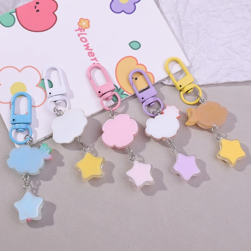 ความคิดสร้างสรรค์ Star Starry Clouds พวงกุญแจ Fine Flicker เรซิ่น Key แหวนสไตล์เกาหลีกระเป๋าอุปกรณ์เสริมของขวัญวันเกิด ราคา ถูกที่สุด ดีลบีเคเค แกลเลอรีภาพที่ 4