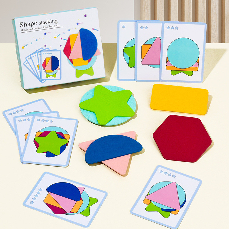 เด็ก Montessori ปริศนาไม้ 3D จิ๊กซอว์เกม Tangram Stick เรขาคณิตแหวนรูปร่างการจับคู่เด็ก Early ของเล่นเพื่อการศึกษา
