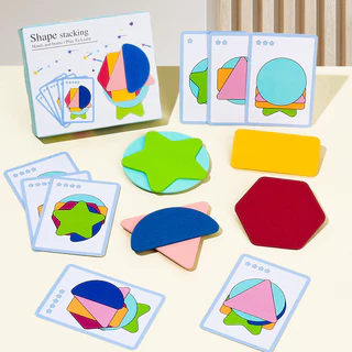 เด็ก Montessori ปริศนาไม้ 3D จิ๊กซอว์เกม Tangram Stick เรขาคณิตแหวนรูปร่างการจับคู่เด็ก Early ของเล่นเพื่อการศึกษา