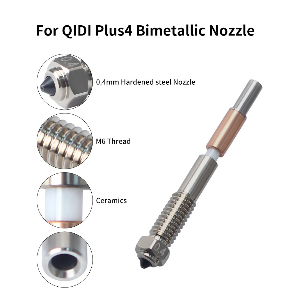 สําหรับ QIDI Plus4 Bimetal หัวฉีด Quick Removal เซรามิคฉนวนกันความร้อน Integration 0.4 มม.หัวฉีดทนต่