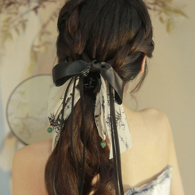 Antiquity Bow Ribbon Hairpin แฟชั่นเกาหลีกิ๊บติดผมหรูหราเครื่องประดับผมสําหรับผู้หญิงอ่อนโยน - รูปที่ 6