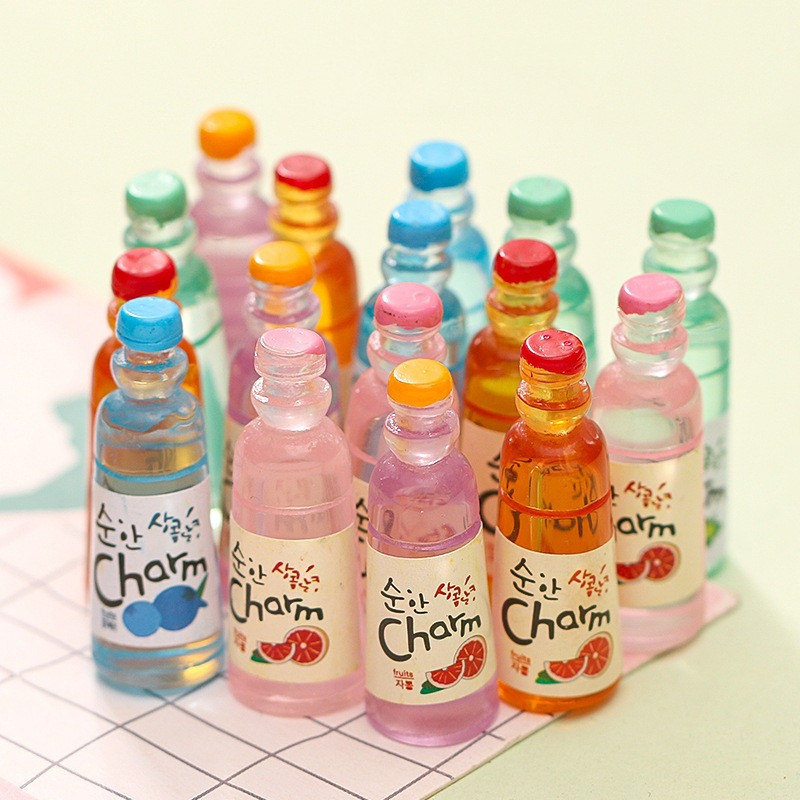 10ชิ้น/เซ็ตสุ่มผสมโซดามินิขวดเครื่องดื่มเรซิ่น ทําเอง เครื่องประดับตกแต่งวัสดุ