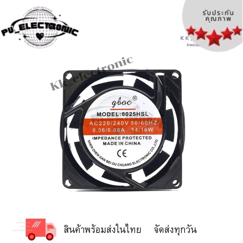 พัดลม ขนาด 80x80x25 (3นิ้ว) 2สาย ไฟ220v พร้อมส่งในไทย