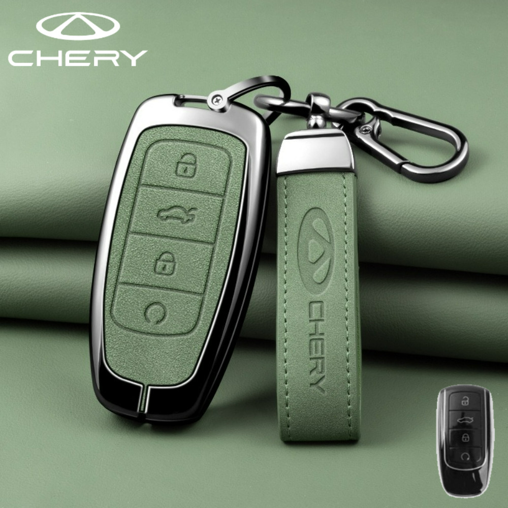 สังกะสีอัลลอยด์ Nubuck PU รถสมาร์ท Remote Fob Shell ปุ่มของแท้หนังสําหรับ Chery Omoda C5 Omoda 5 S5 