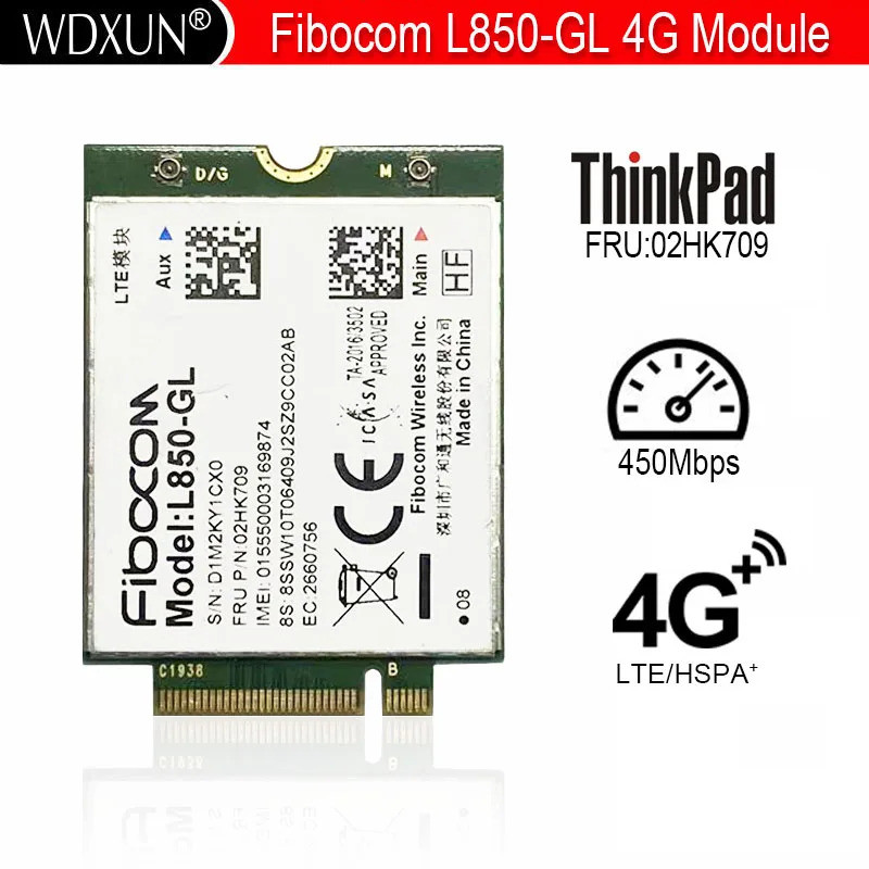 Fibocom L850-GL M.2 การ์ด 4G LTE CAT9 โมดูลไร้สายสําหรับ Lenovo Thinkpad X1 คาร์บอน 7th 8th 02HK709