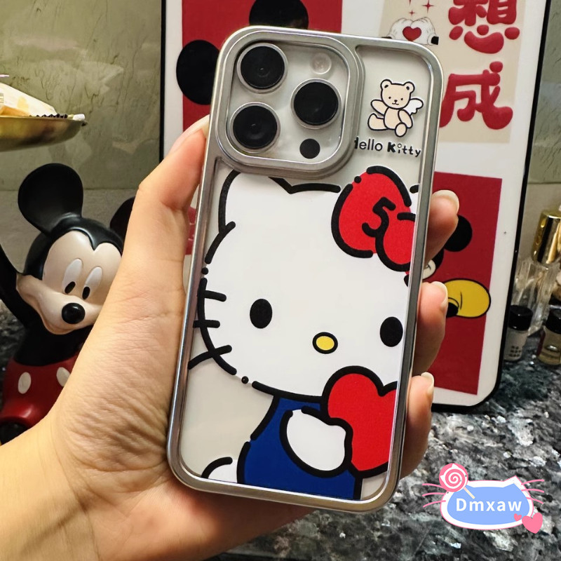 น่ารักคิตตี้แมวหัวใจเคสโทรศัพท์สําหรับvivo V40 V30 V29 V27 V25 V23E V23 V20 V17 V15 Pro Lite V11i V9 V5 V5s T2 T1 S1 Pro 5Gฝาครอบหรูหราชุบโปร่งใสกรอบ - รูปที่ 5