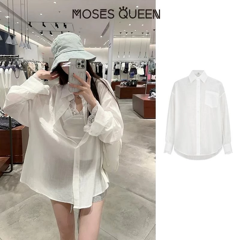 MOSESQUEEN เสื้อแขนยาวแบบบางและนุ่มนวล | ชุดแฟชั่นฤดูใบไม้ผลิ | ผ้าเนื้อสัมผัสอ่อนนุ่มและละเอียด | เสื้อสำหรับเดินทางที่สง่างาม # 62830