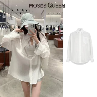 MOSESQUEEN เสื้อแขนยาวแบบบางและนุ่มนวล | ชุดแฟชั่นฤดูใบไม้ผลิ | ผ้าเนื้อสัมผัสอ่อนนุ่มและละเอียด | เสื้อสำหรับเดินทางที่สง่างาม # 62830