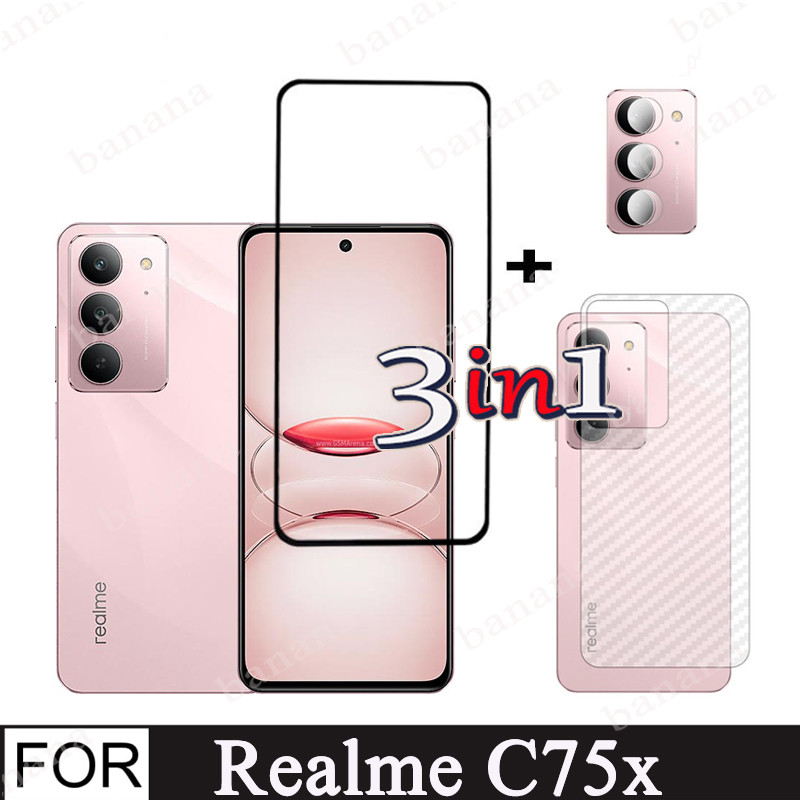 3in1 Realme C75X กระจกนิรภัยสําหรับ Realme C75 C67 C65 กระจกด้านหน้าด้านหลังฟิล์มกล้องเลนส์ Protecto