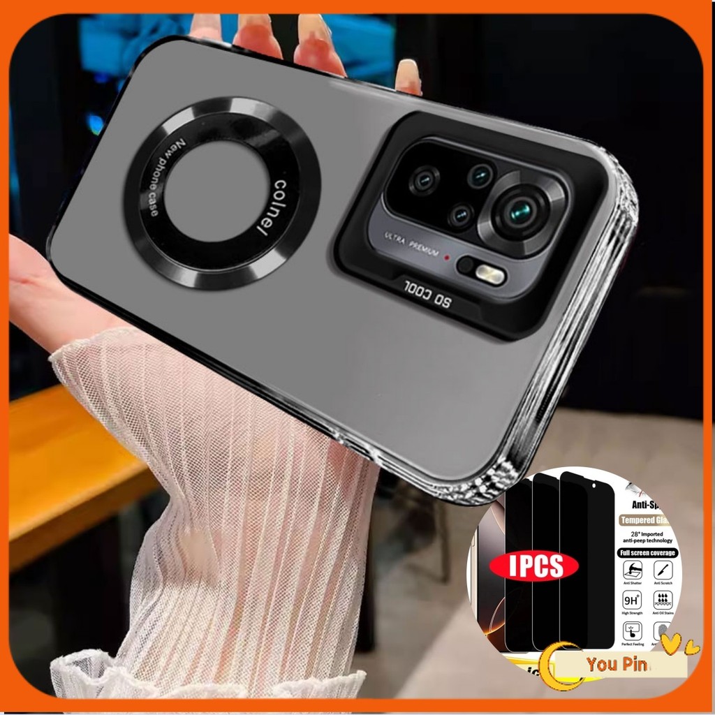 เคส + ฟิล์มกันรอยสําหรับ Redmi Note 10 10S Pro 4G Casing case เนื้อประณีตและหรูหราเคสโทรศัพท์ฝาครอบ