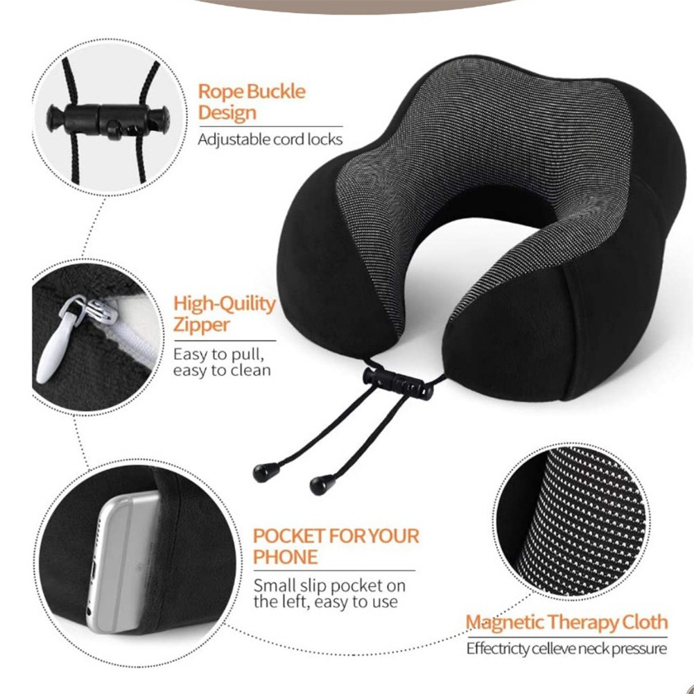หมอนรองคอแบบพกพา นุ่ม Memory foam หมอนรองคอรถยนต์ หมอนรองคอนเมมโมรี่โฟม หมอนเดินทาง U ง่ายต่อการพกพา