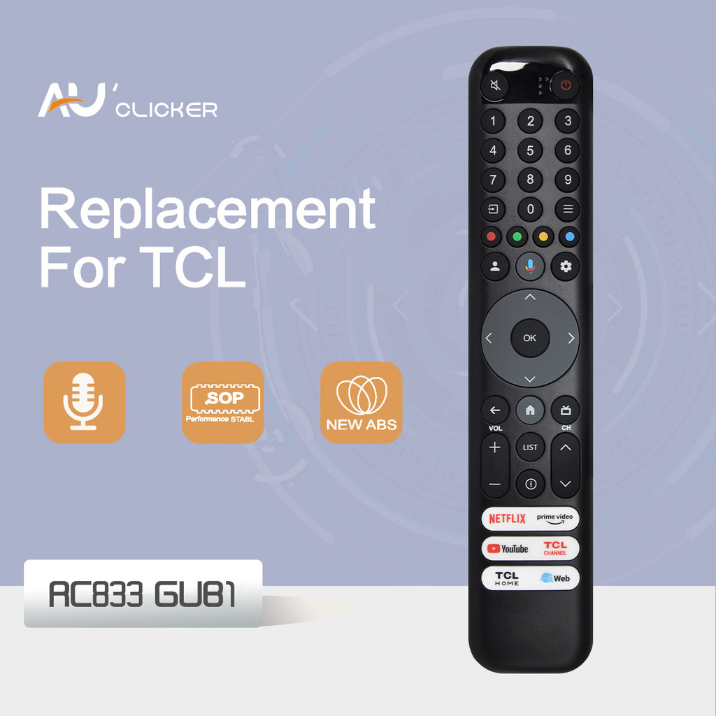 RC833 GUB1 เหมาะสําหรับ TCL เสียงรีโมทคอนโทรลเปลี่ยน C645 P745 C745 LC645 C845 65C845