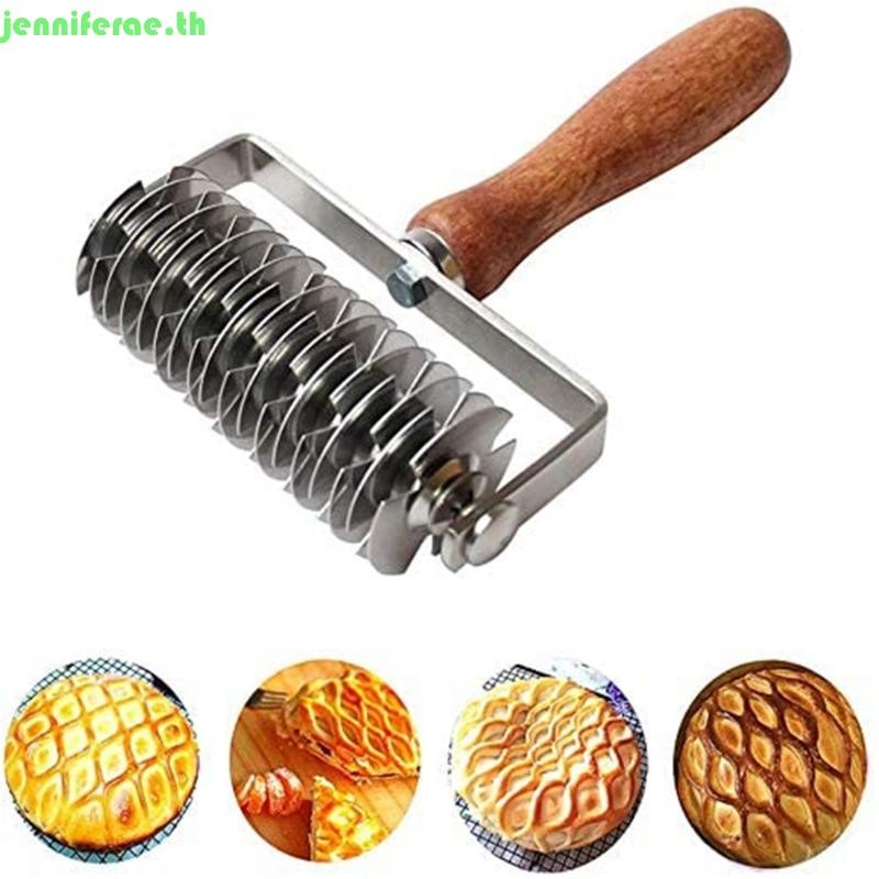 Jenniferae สแตนเลส Lattice Roller Cutter Pastry Cutter Roller DIY เบเกอรี่เครื่องมือสําหรับ Dought ค