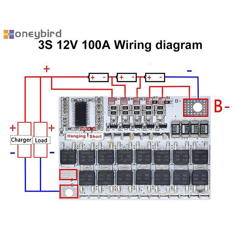 Honeybird 3s/4s/5s Bms 12v 16.8v 21v 3.7v 100a Li-ion Lmo Ternary Protection Circuit Board Li-polymer Balance ชาร์จ