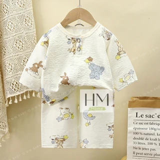 ชุดนอนเด็ก 5 ส่วน เสื้อผ้าเด็ก เสื้อ+กางเกง พิมพ์ลายน่ารักๆ อายุ6เดือน-3ปี