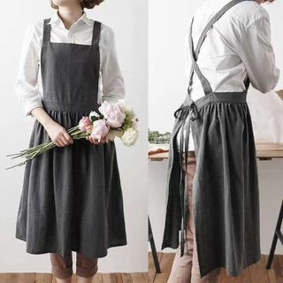 MILD ผ้ากันเปื้อนผ้าลินิน, ผ้ากันเปื้อน Nordic Florist สไตล์เกาหลี, ชุดทํางานผ้าฝ้าย