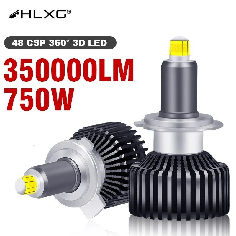 Hlxg H7 หลอดไฟหน้า LED 360 Canbus H11 H1 9005 HB3 9006 HB4 H8 9012 D2S D4S สําหรับเลนส์โปรเจคเตอร์ 4300K 2 ชิ้น