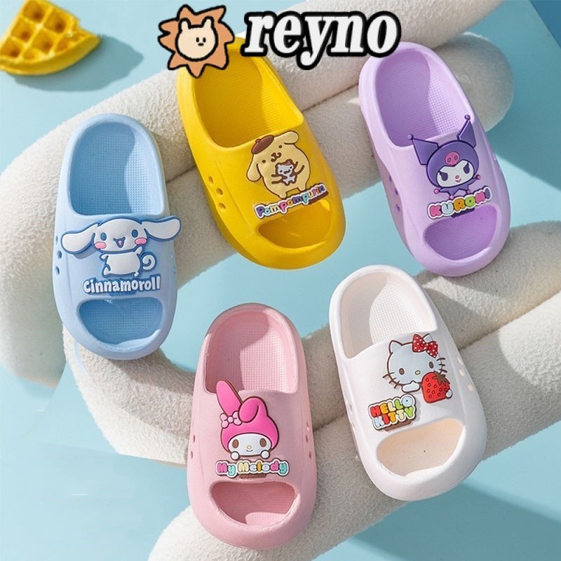 Reyno Sanrio Kuromi 2024 ใหม่ รองเท้าแตะ ลายการ์ตูน Cinnamoroll น่ารัก ชายหาด กลางแจ้ง ห้องน้ํา เด็กวัยหัดเดิน เด็กผู้หญิง รองเท้าแตะ